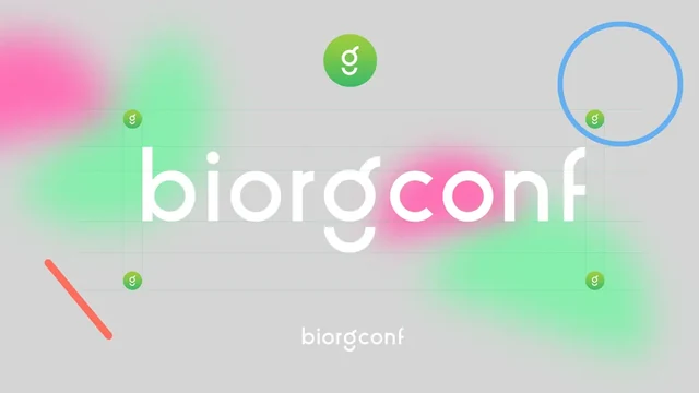 Белая надпись Biorgconf и цветные геометрические элементы — ИЗДИДЖИТЛ