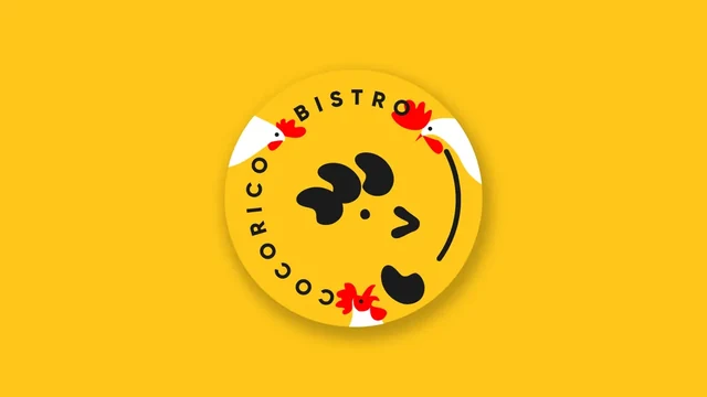 Круглая жёлтая вывеска Cocorico на жёлтом фоне — ИЗДИДЖИТЛ