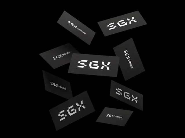 Чёрные визитки SGX с белыми геометрическими надписями — ИЗДИДЖИТЛ