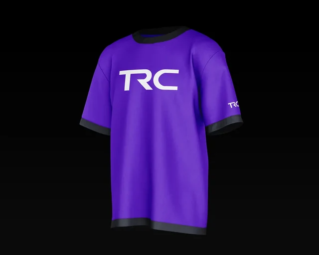 Фиолетовая футболка с белой надписью TRC — ИЗДИДЖИТЛ